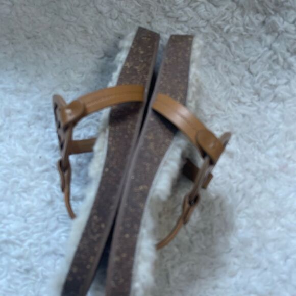 Tory Burch Miller Cloud Shearling Leather tan Sandals SZ10M - Picture 6 of 9